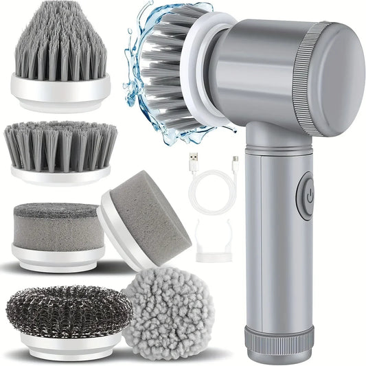 LA1 Pro Electric Spin Scrubber with 6 Brush Heads & Extension Handle