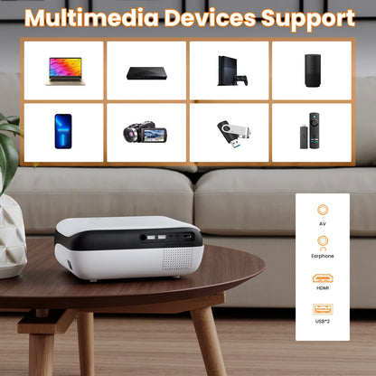 HAPPRUN Bluetooth 4K Mini Projector, Full HD Portable For Home & Outdoors